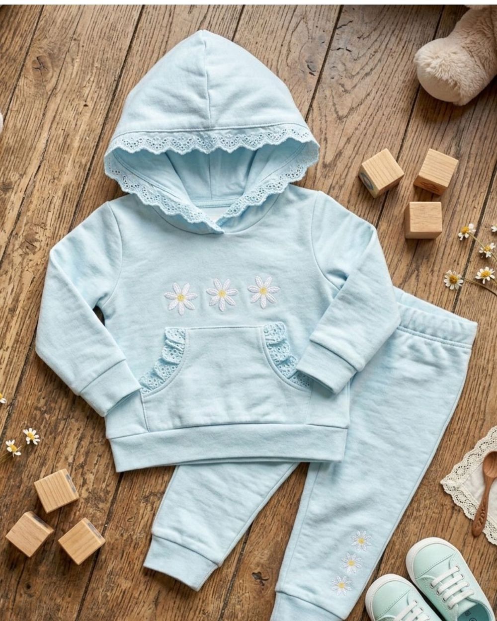 Conjunto Infantil Menina com Blusa de Frio e Calça Florida