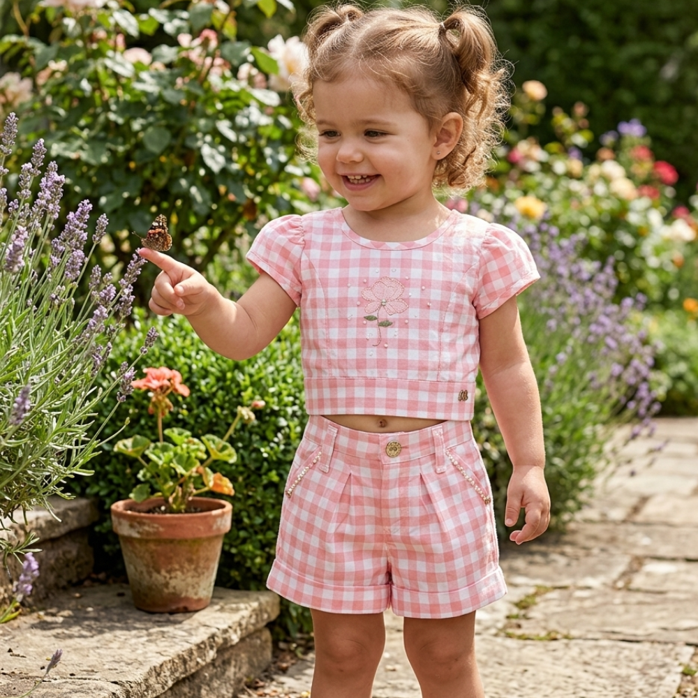CONJUNTO INFANTIL MENINAS BLUSINHA E SHORTS XADREZ