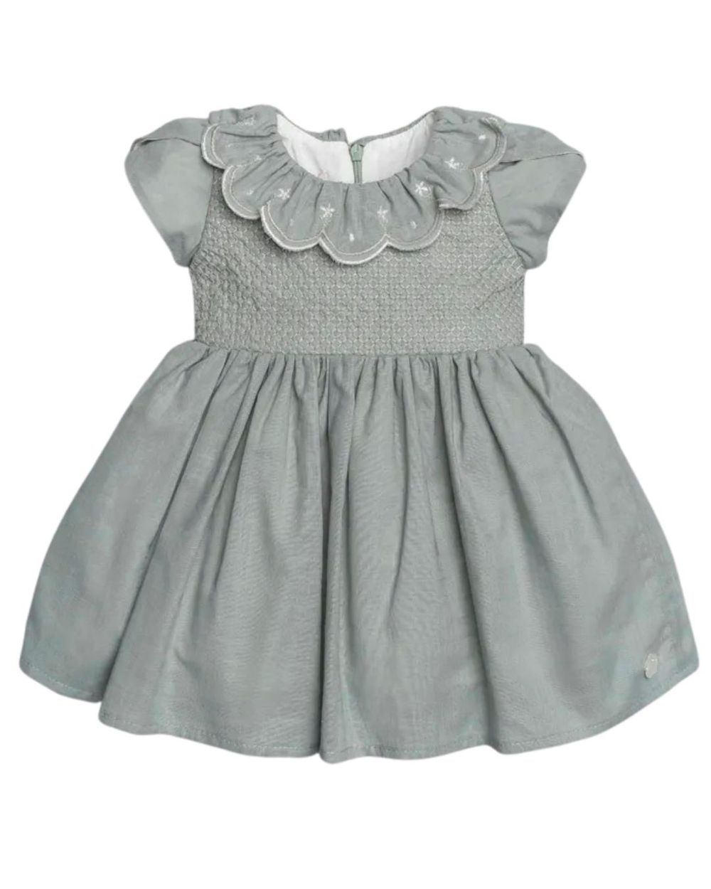 VESTIDO BEBÊ EM ALGODÃO COM GOLA BORDADA