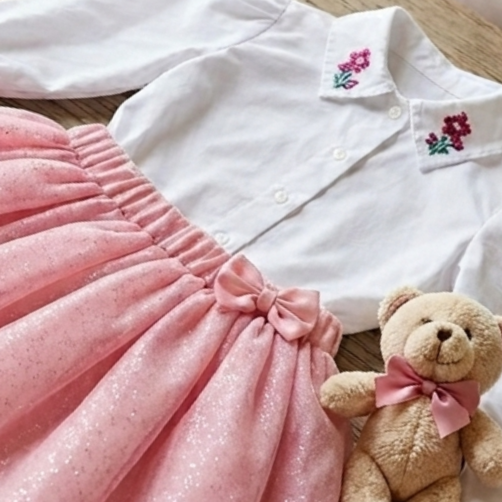 Camisa Infantil Meninas Gola Bordada