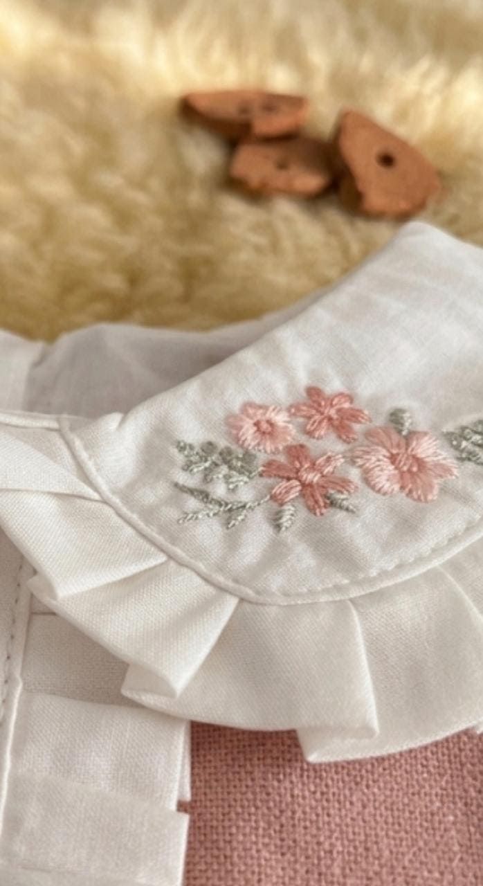VESTIDO INFANTIL ROSA GOLA BORDADA PARA FESTA