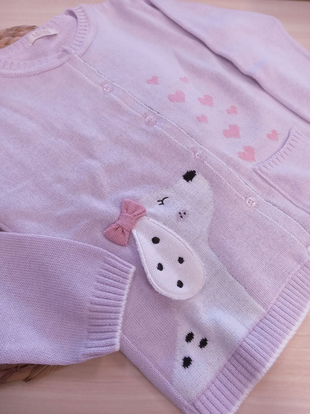 CONJUNTO INFANTIL MENINA EM TRICÔ CASACO CACHORRINHA LILÁS