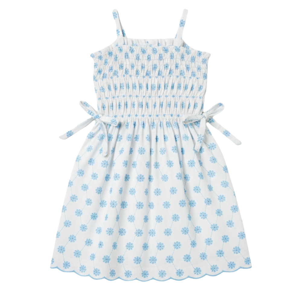 VESTIDO INFANTIL EM LAISE FLORAL AZUL
