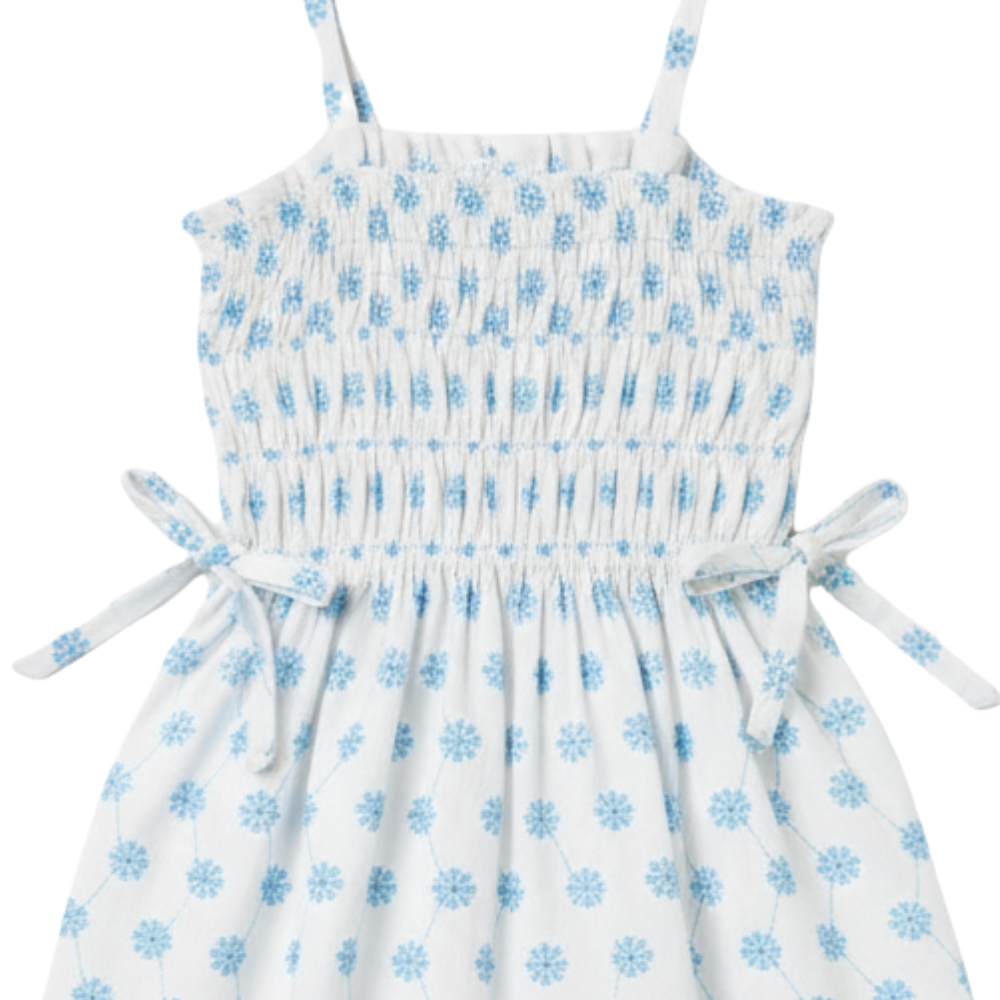 VESTIDO INFANTIL EM LAISE FLORAL AZUL