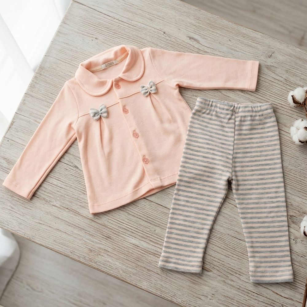 Conjunto Infantil Menina Blusa de Frio com Laços e Calça
