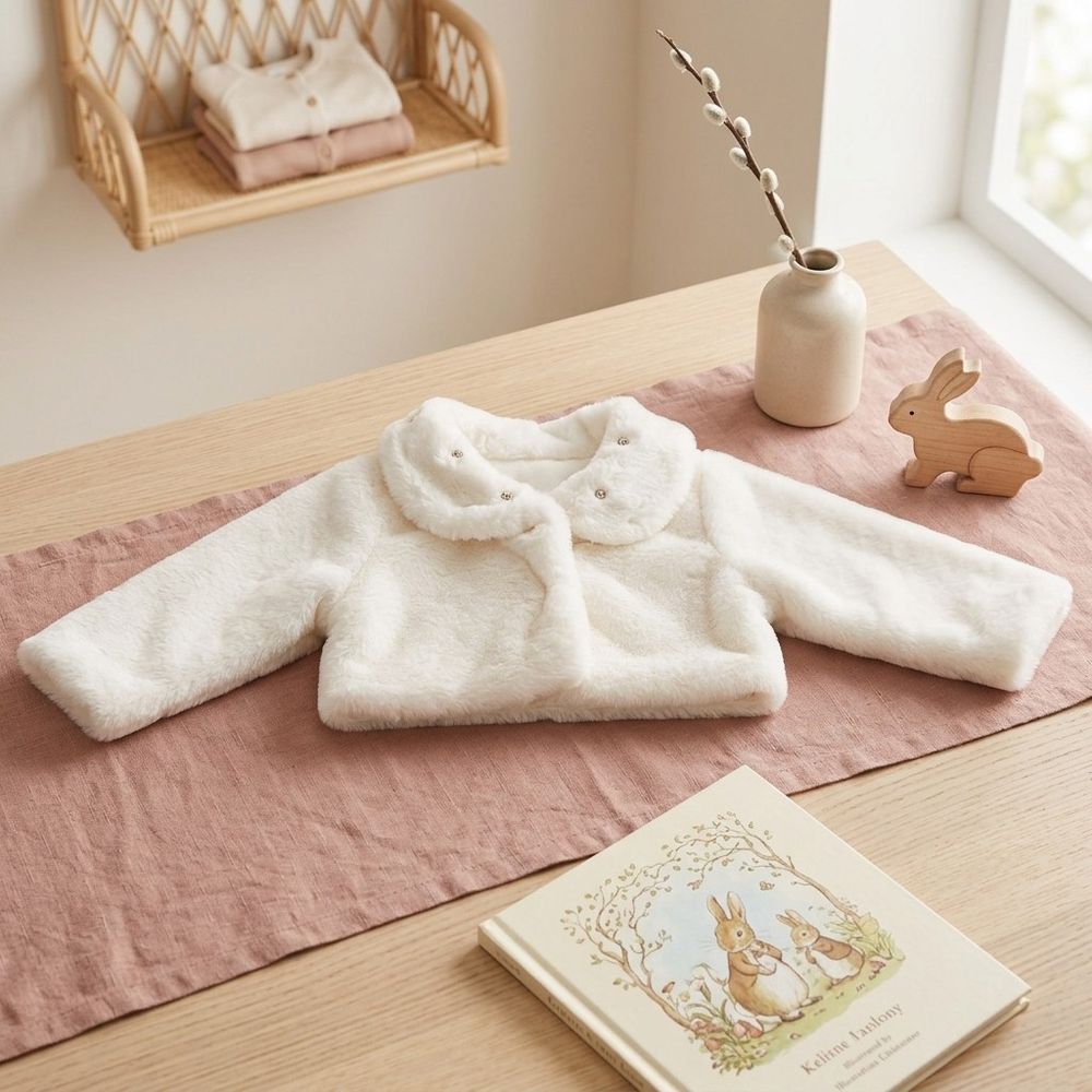 BOLERO INFANTIL PELINHO OFF-WHITE MENINA