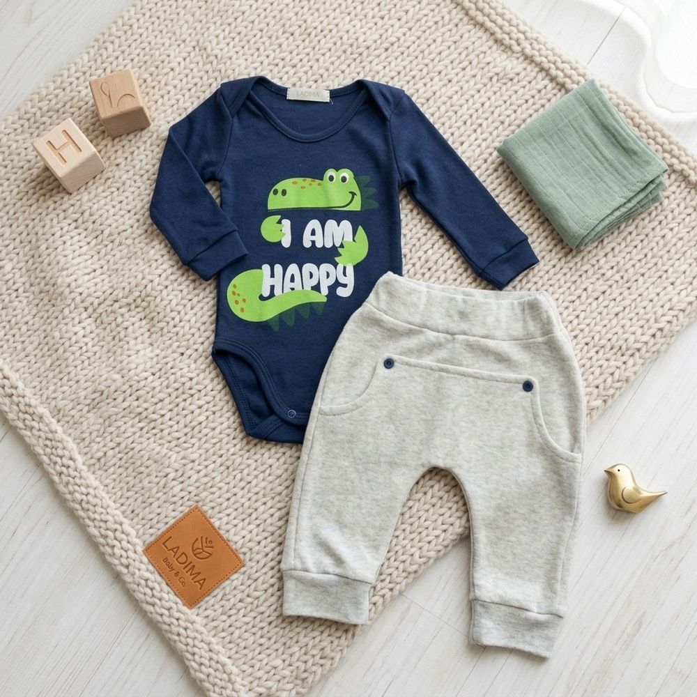 CONJUNTO BODY E CALÇA DINOSSAURO EM SUEDINE E PLUSH