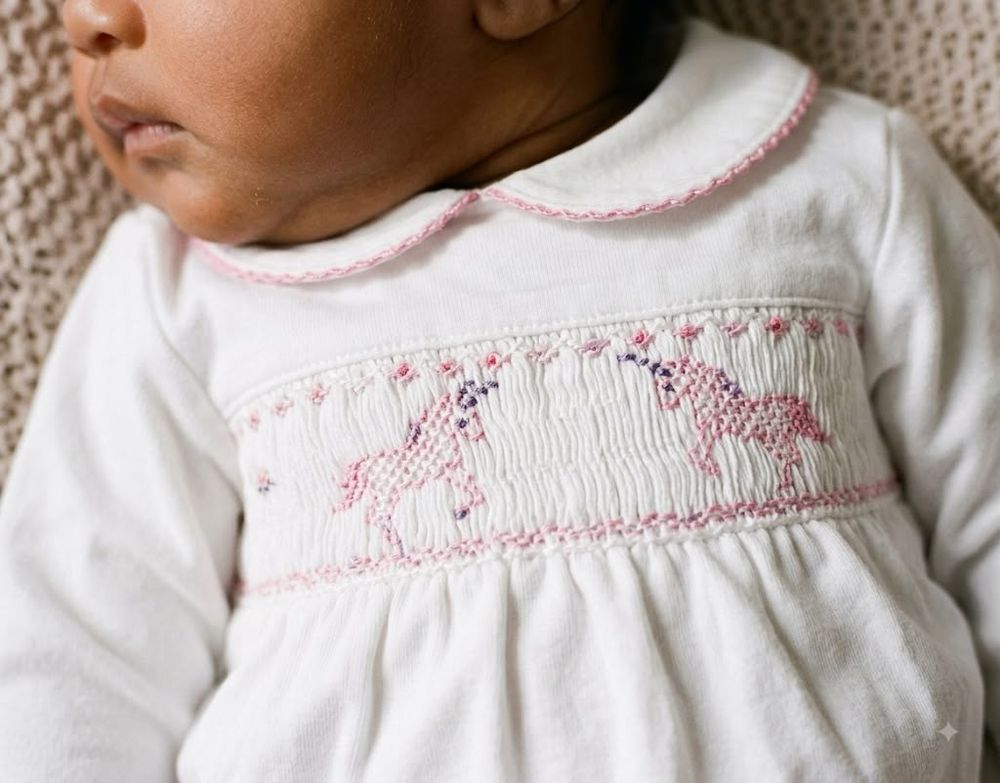 MACACÃO BEBÊ MENINA EM MALHA PERUANA COM BORDADO UNICÓRNIO