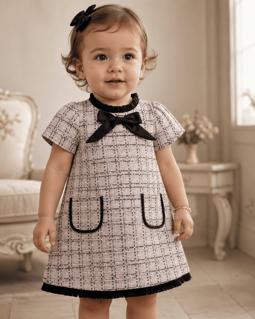 VESTIDO INFANTIL MENINA EM TWEED