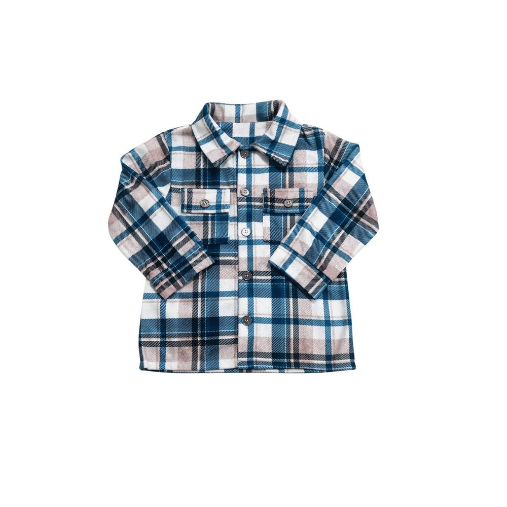 CAMISA INFANTIL XADREZ AZUL FLANELADA