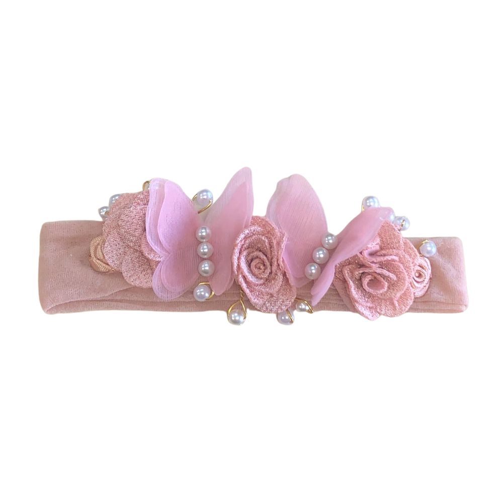 FAIXA DE CABELO BORBOLETA E PÉROLAS