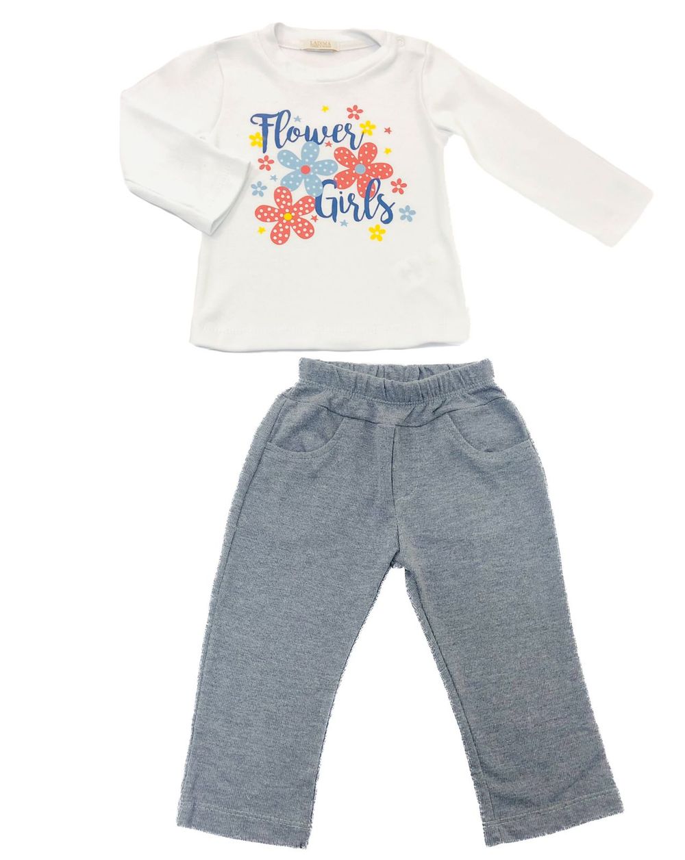 CONJUNTO INFANTIL MENINA COM BLUSA ESTAMPADA FLORES E CALÇA