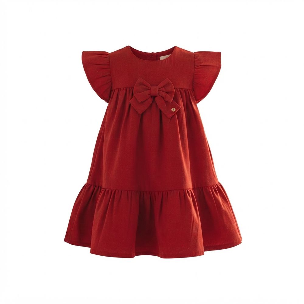 VESTIDO INFANTIL CLÁSSICO VERMELHO COM BABADOS