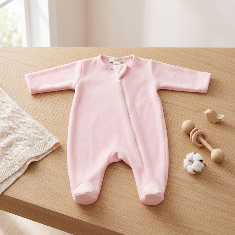 MACACÃO SOFT COM ZÍPER ROSA BEBÊ