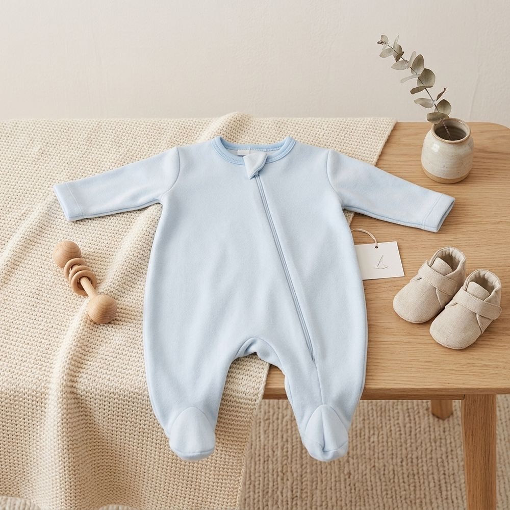 MACACÃO SOFT COM ZÍPER AZUL BEBÊ