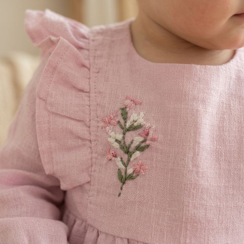 VESTIDO BEBÊ MANGA LONGA  ENCANTO ROSA 