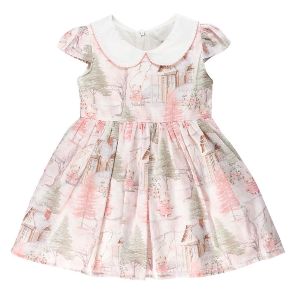 VESTIDO INFANTIL COM BOLERINHO EM PULSH ESTAMPA URSINHA