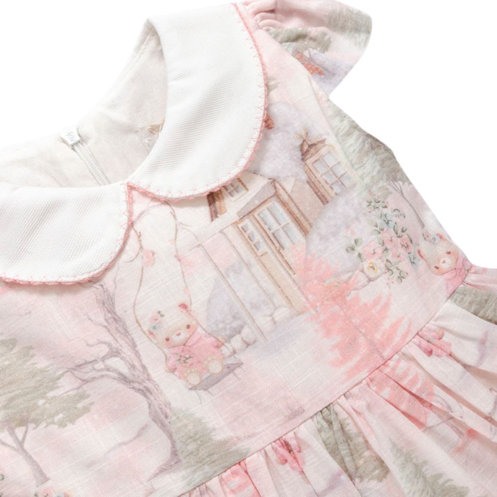 VESTIDO INFANTIL COM BOLERINHO EM PULSH ESTAMPA URSINHA