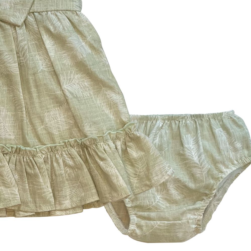 VESTIDO INFANTIL FOLHAGEM VERDE COM CALCINHA