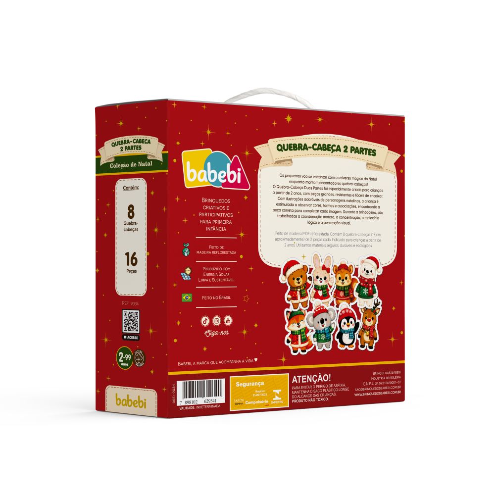 BRINQUEDO EDUCATIVO QUEBRA CABEÇA NATAL 2 PARTES