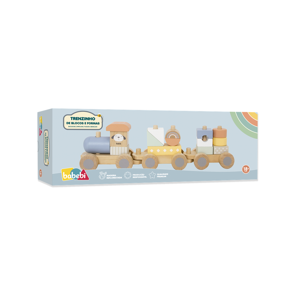 BRINQUEDO TRENZINHO DE BLOCO E FORMAS