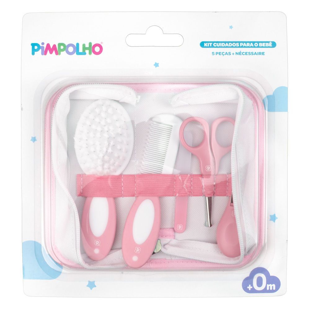 KIT HIGIENE CUIDADOS BEBÊ 5 PEÇAS COM NECESSAIRE