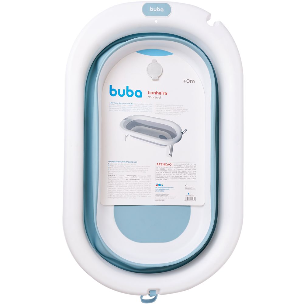 BANHEIRA DOBRÁVEL AZUL BUBA 26 LITROS PRÁTICA E COMPACTA