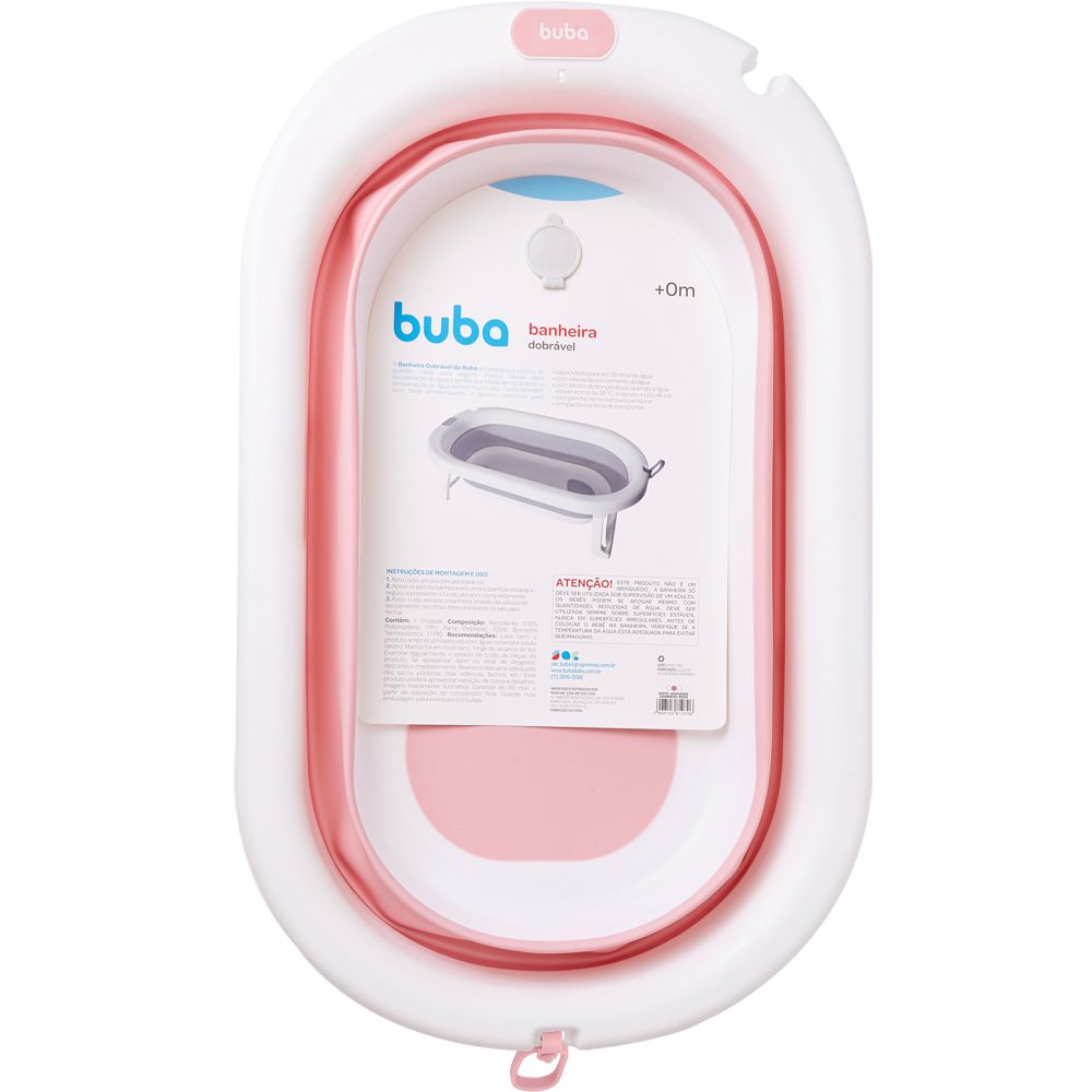 BANHEIRA DOBRÁVEL ROSA BUBA 26 LITROS PRÁTICA E COMPACTA