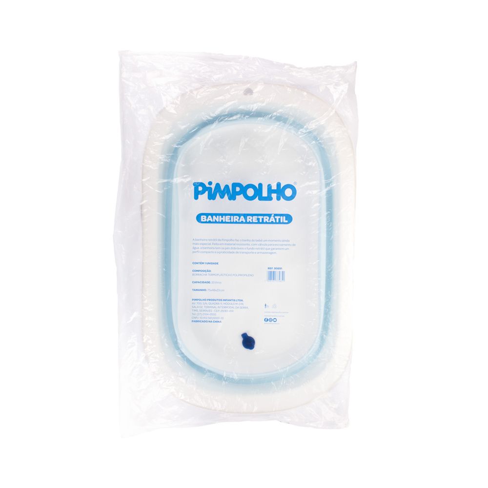 BANHEIRA DOBRÁVEL AZUL 33 LITROS PIMPOLHO