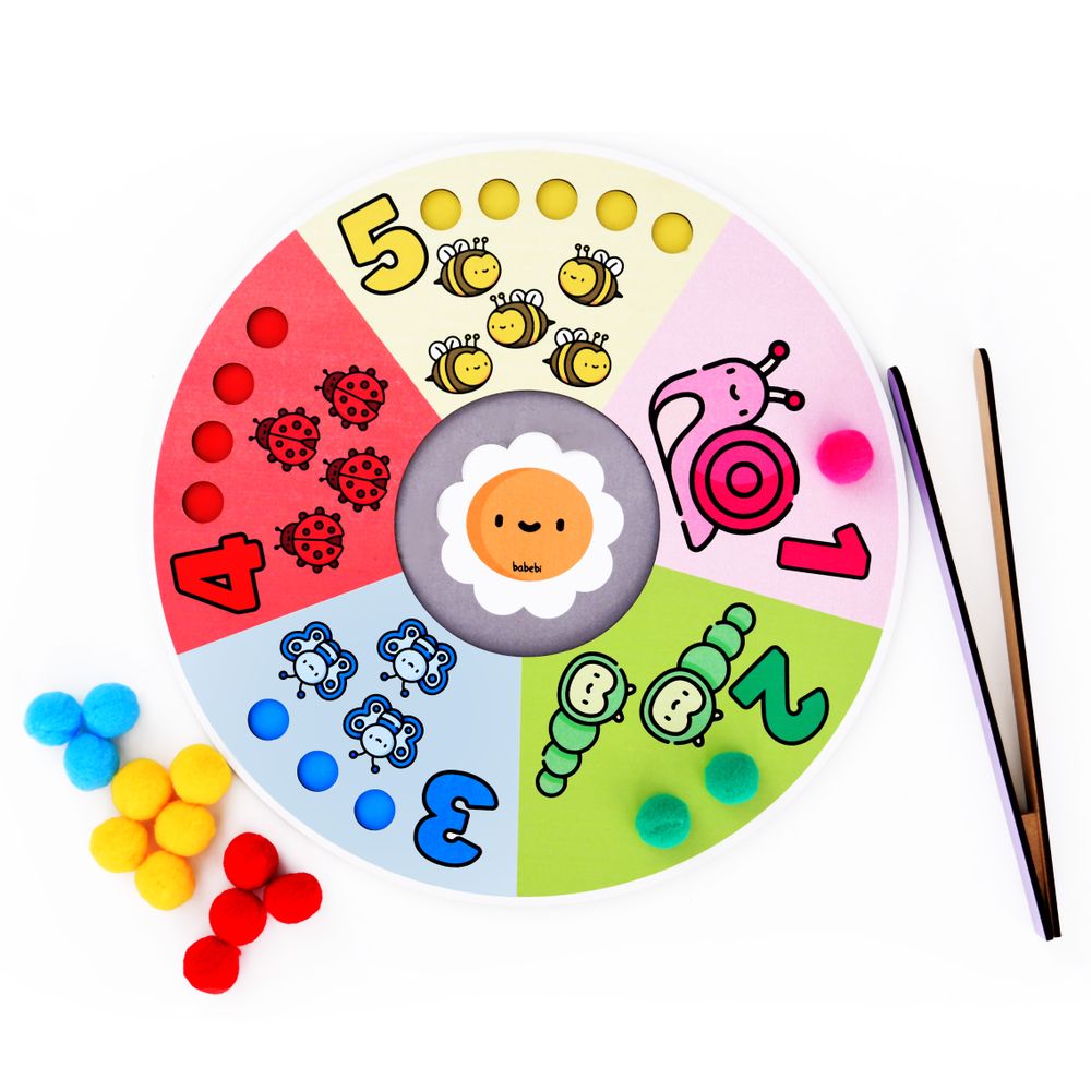 BRINQUEDO EDUCATIVO CONTANDO POMPOM DO 1 AO 5