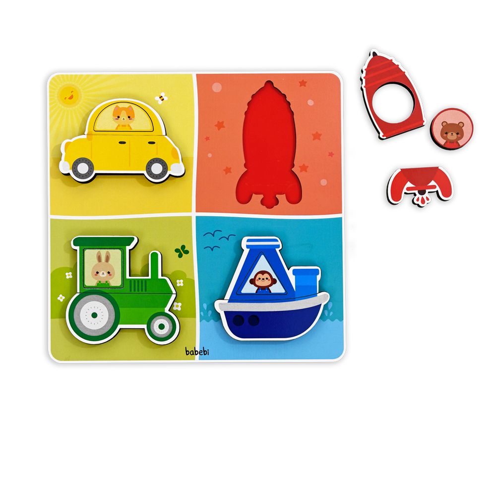 BRINQUEDO EDUCATIVO QUEBRA-CABEÇA DE ENCAIXE TRANSPORTES, CORES E FORMAS