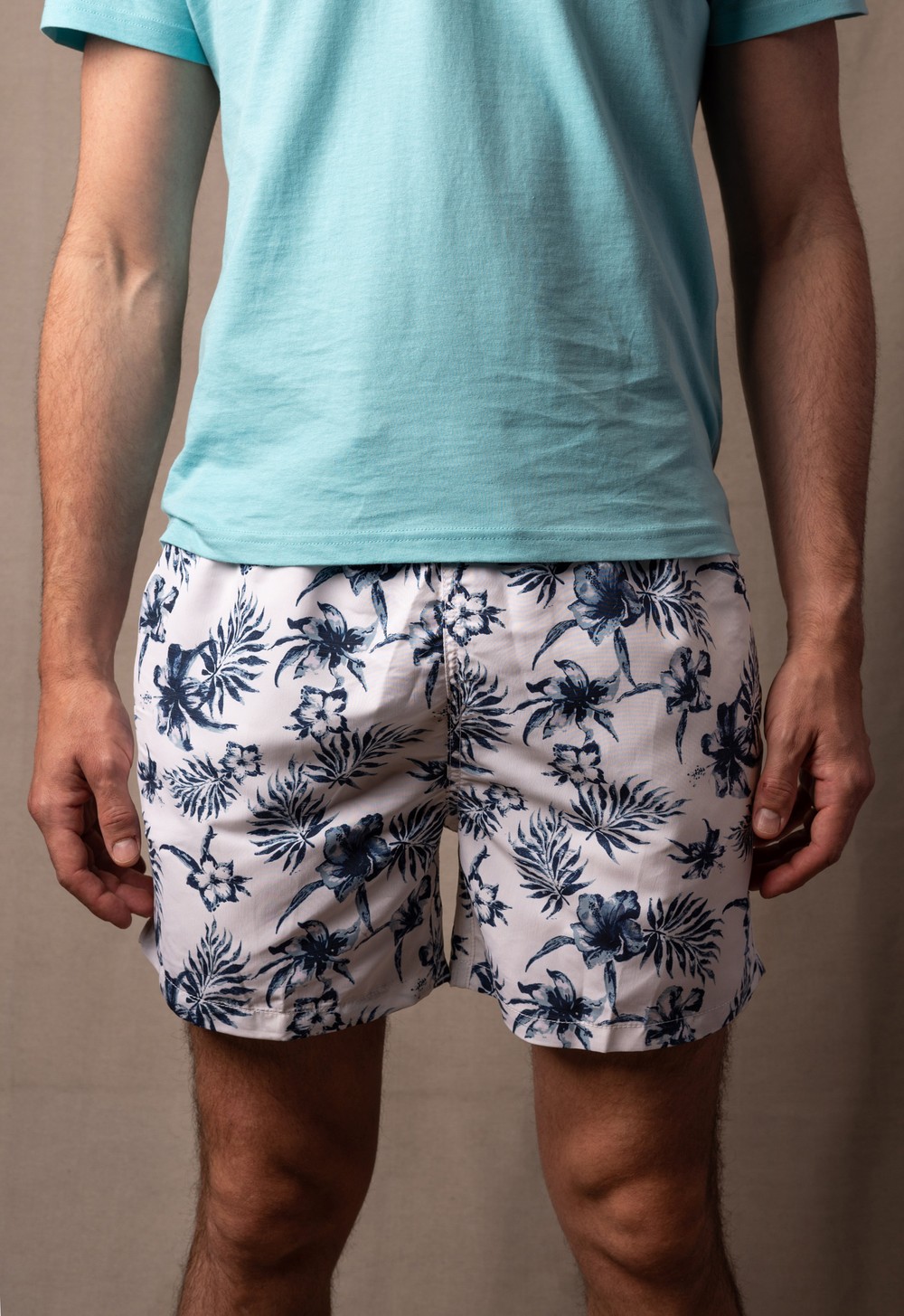 Shorts Estampado Isla 1753 Blanco - Azul
