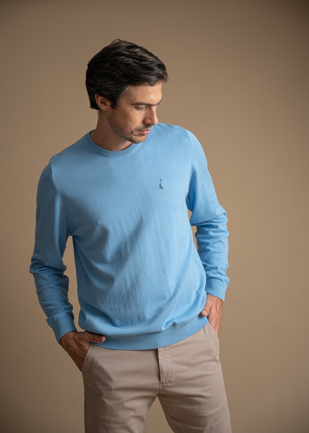 Sweater Masculino Gola U LC Azul Claro