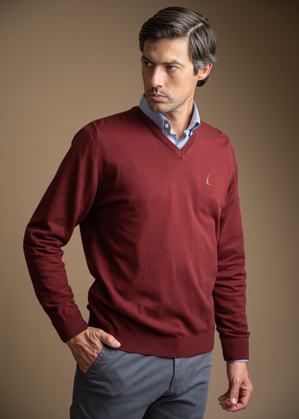 Sweater Masculino Gola V LC Bordo