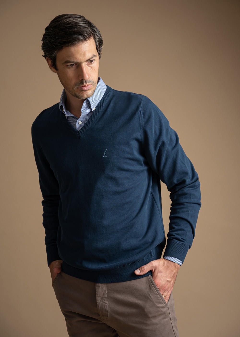 Sweater Masculino Gola V LC Azul Marinho