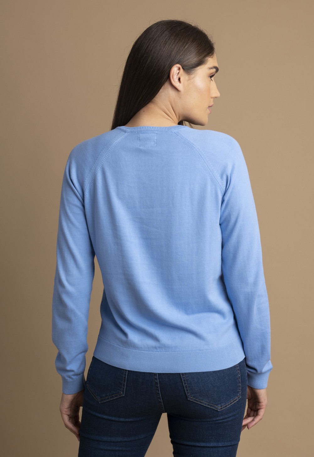 Sweater Feminino Monaco Gola V 015449 Azul Médio