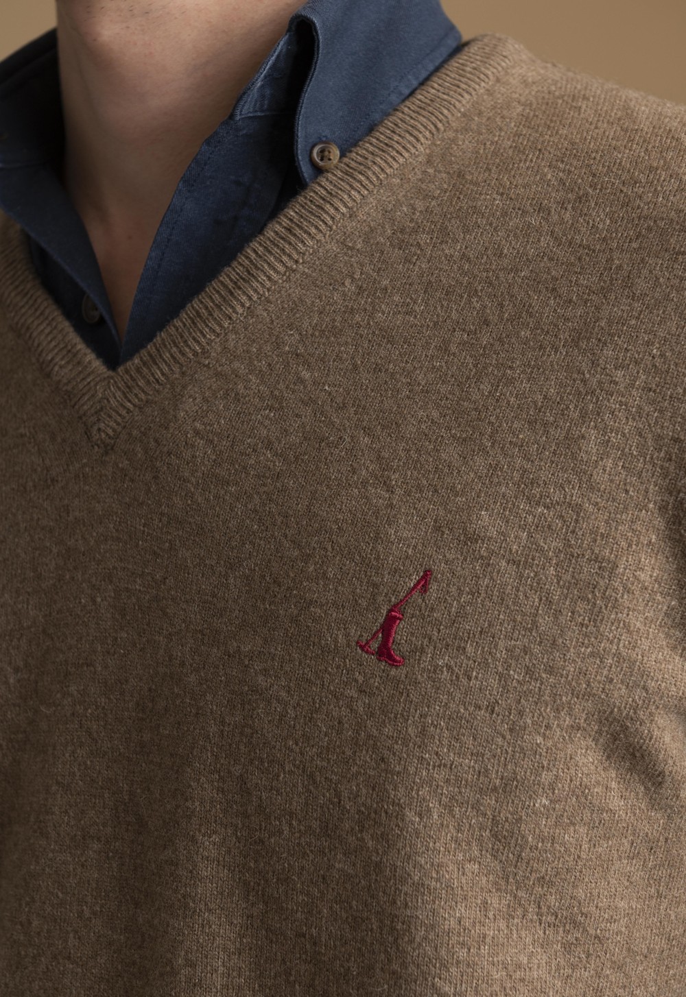 Sweater Lambswool V Hombre 27031 Beige
