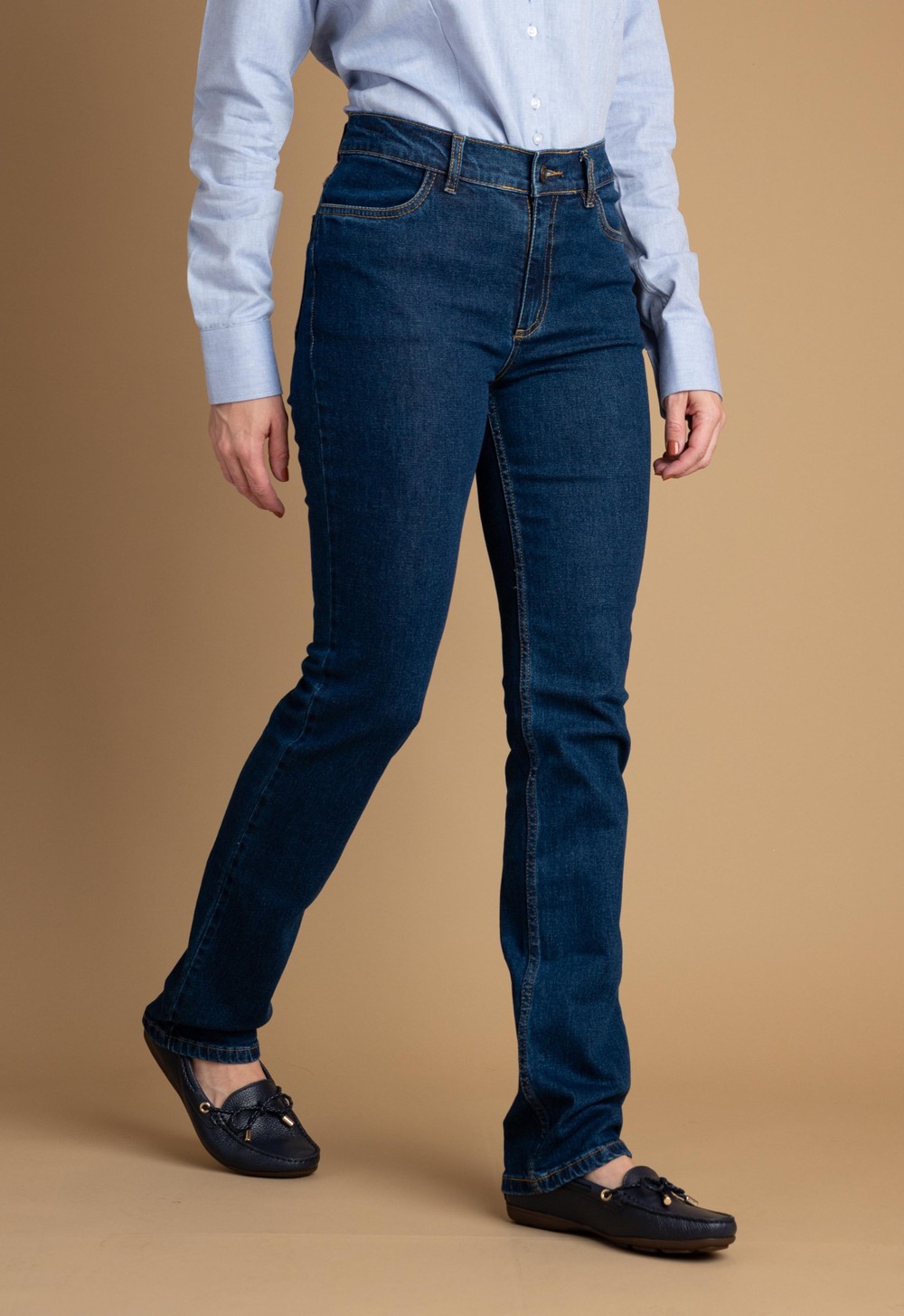 Calça Jeans Feminina Reta Tradicional Azul