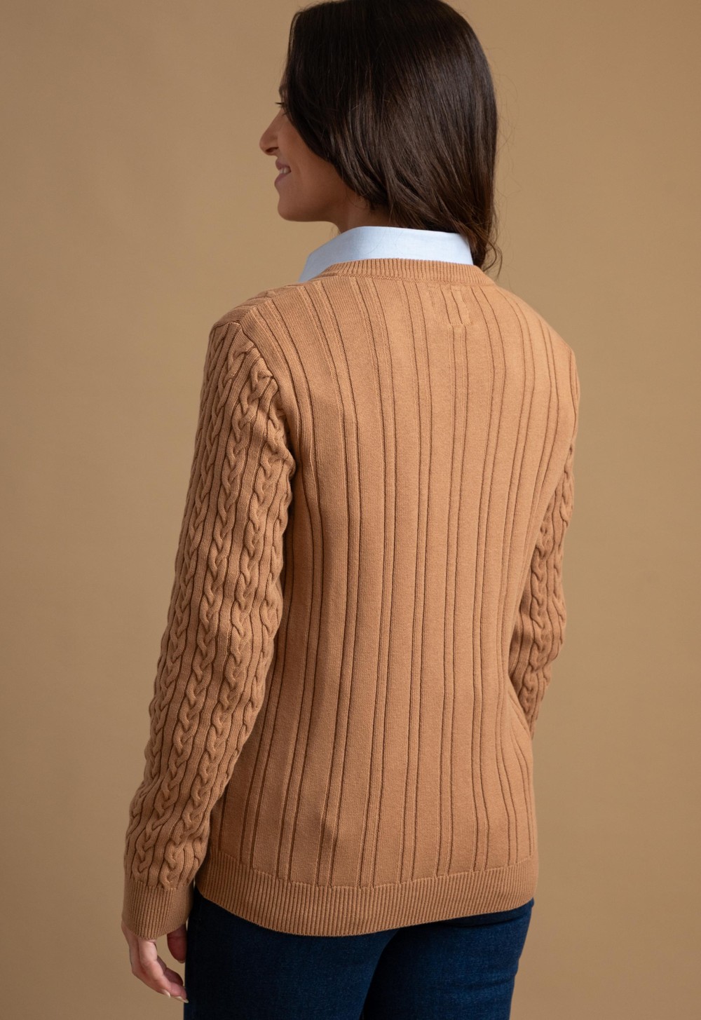 Sweater Feminino  Gola V 18973 Madeira