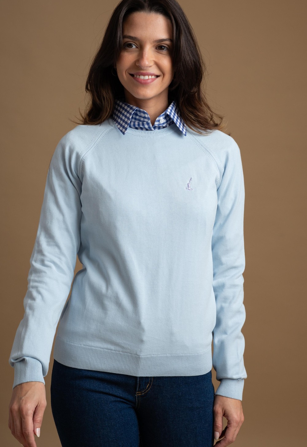 Sweater Feminino Barcelona Gola U 015450 Azul Ceu