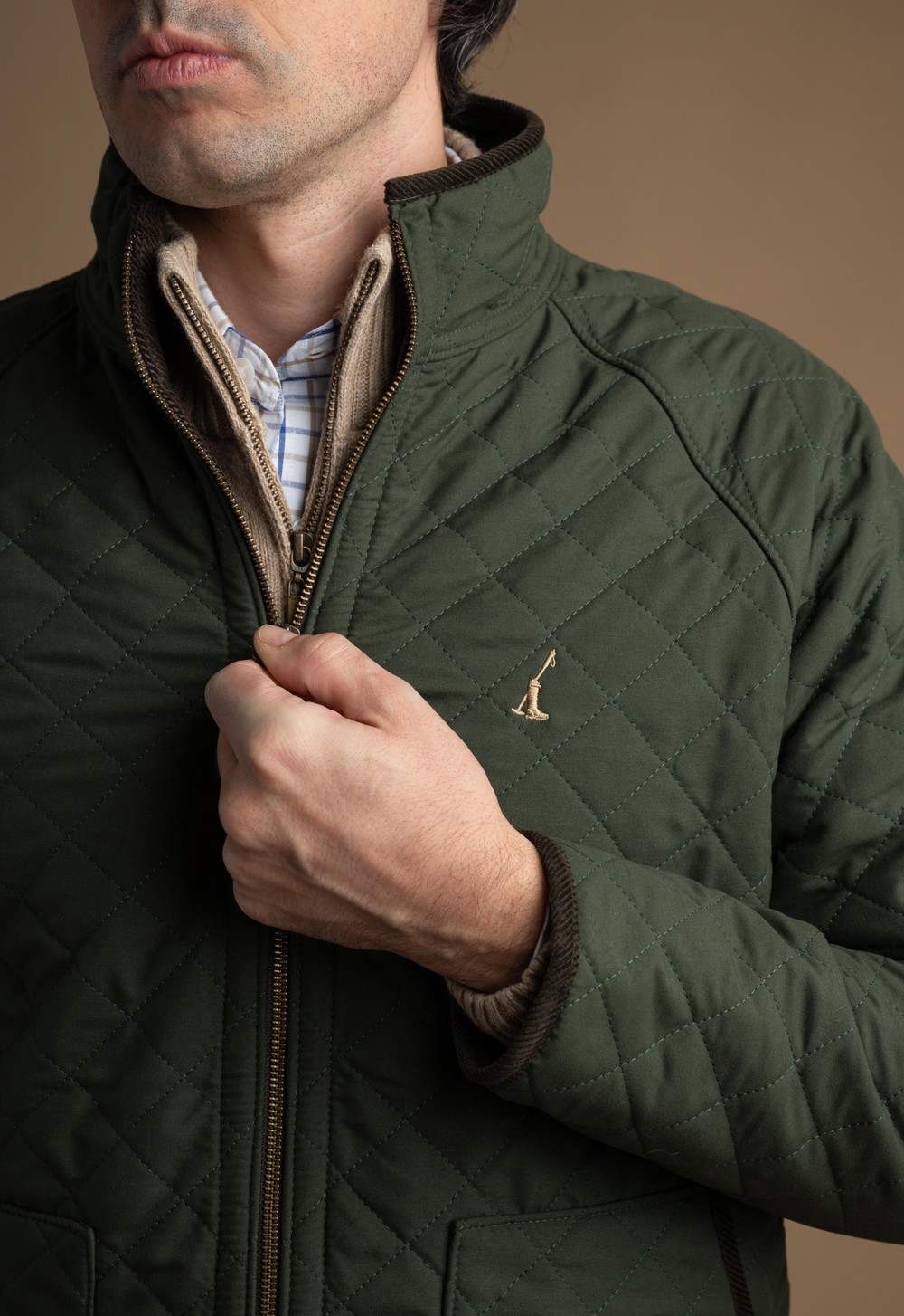 Campera Teflon Matelasse con Polar Hombre Verde