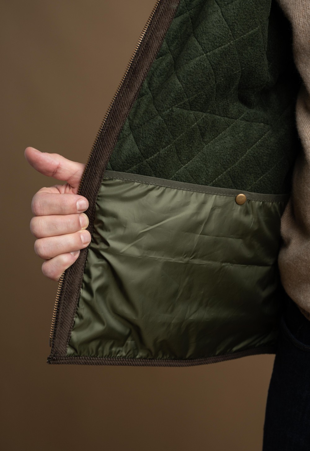 Campera Teflon Matelasse con Polar Hombre Verde