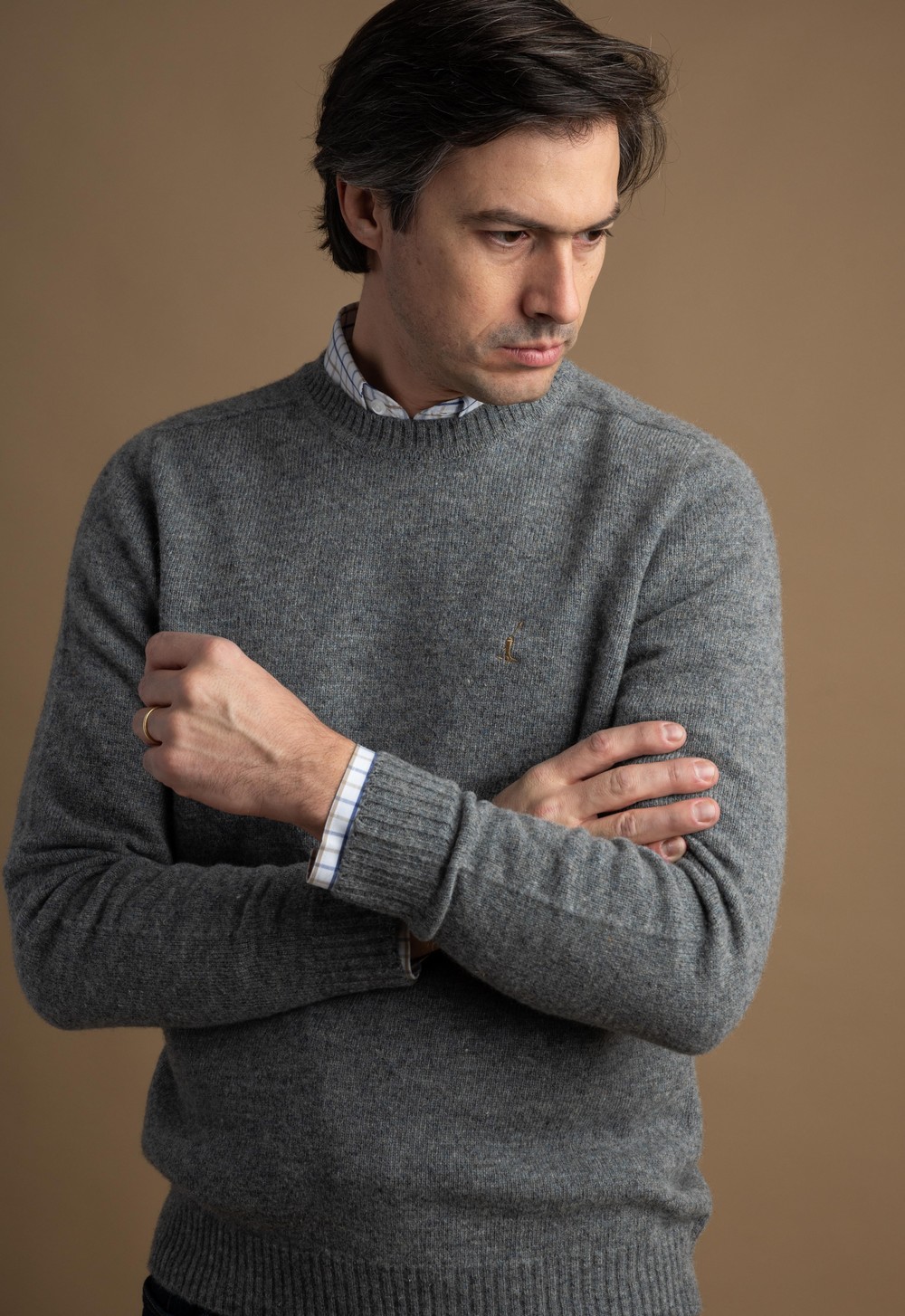 Suéter Masculino Lã Merino 5122 Gris Médio