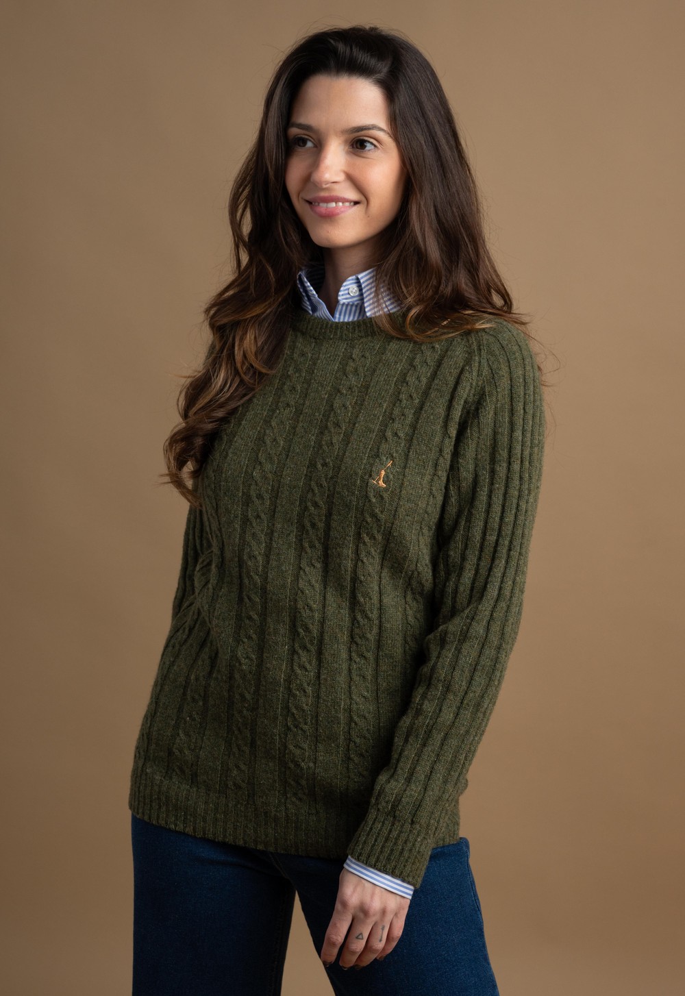 Suéter Feminino Canelado Lã Merino Misto 3574 Verde