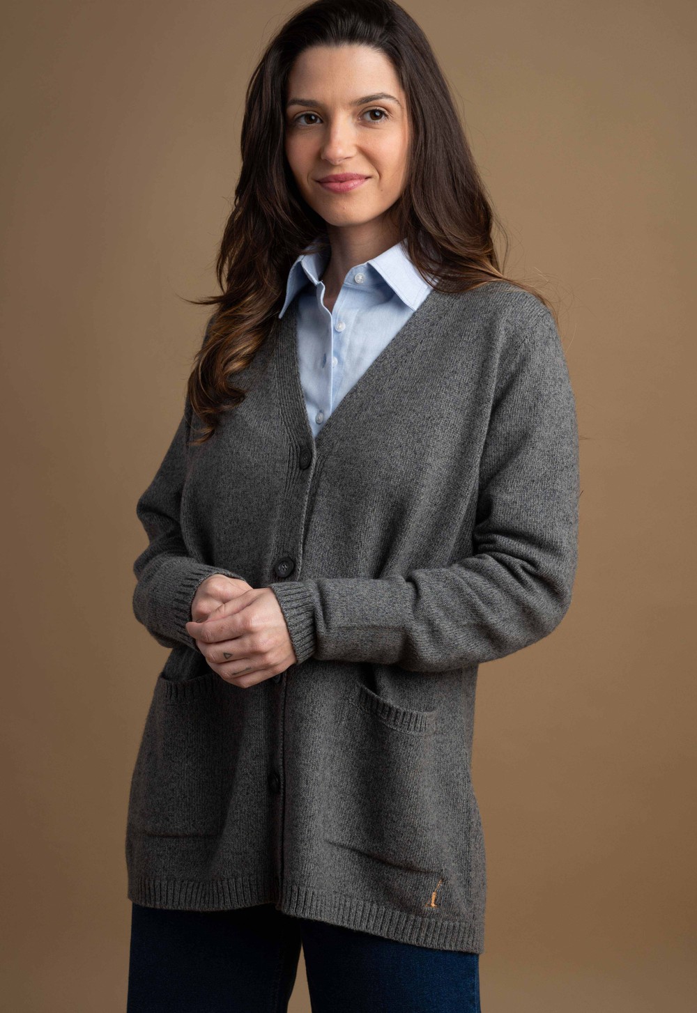 Cardigan Feminino Lã Merino Misto 3560 Cinza