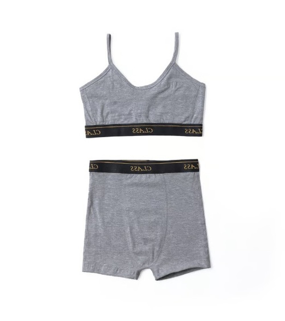 Conjunto Class Classic Bralette And Boxer Heather Gray