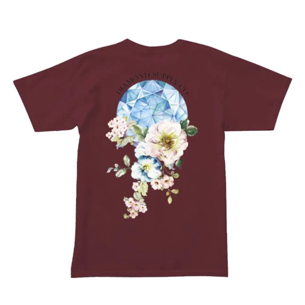 Camiseta Diamond Flowers Bordô