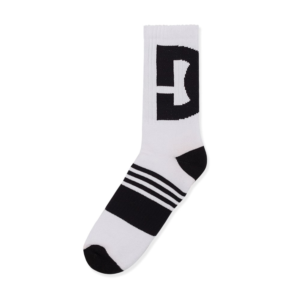 Meia DC Shoes Cano Alto Canelada Branco/Preto