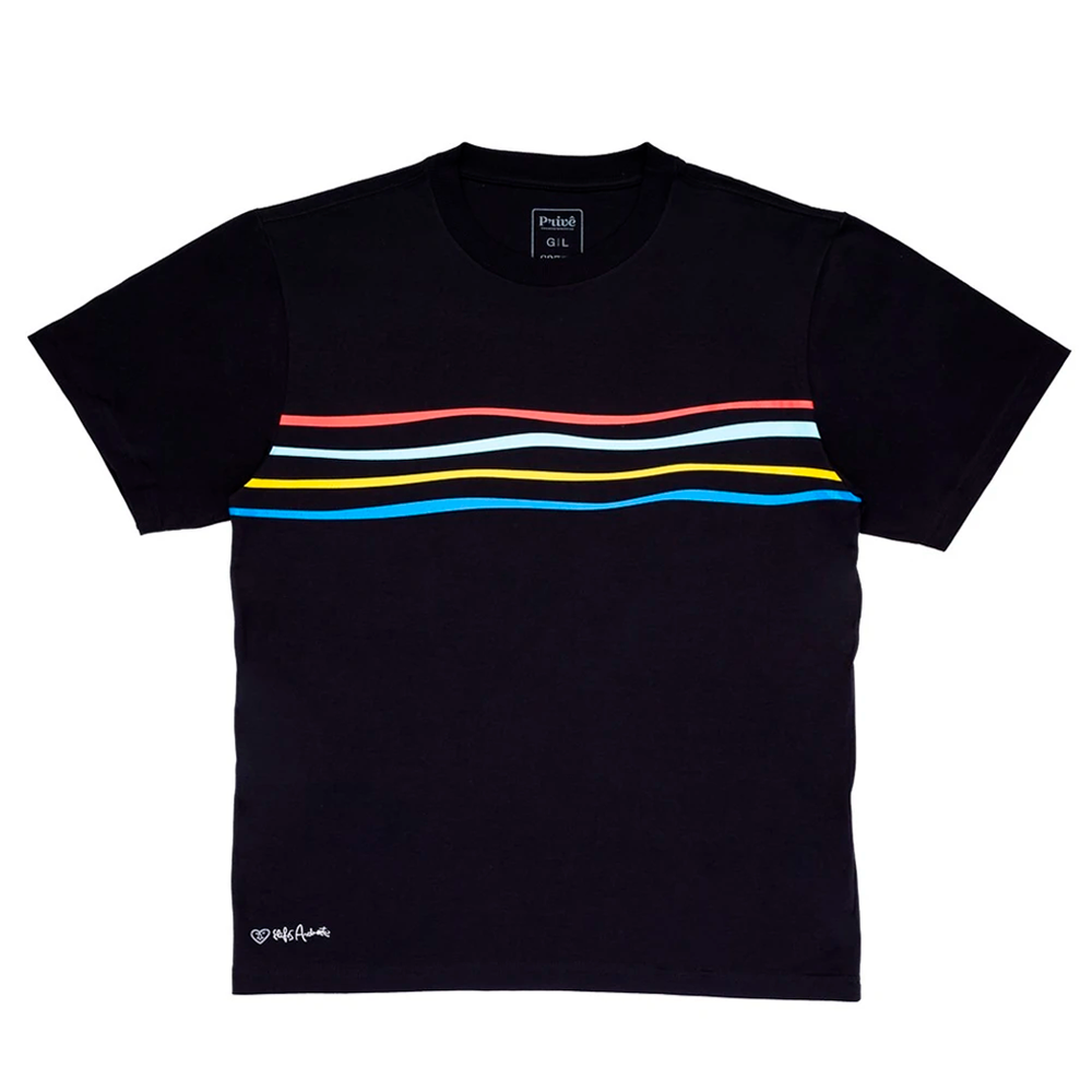 Camiseta Privê Listras Preto