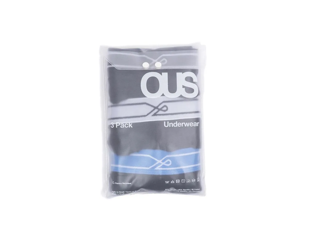 Cueca Ous Kit c/ 3 Boxer Preto